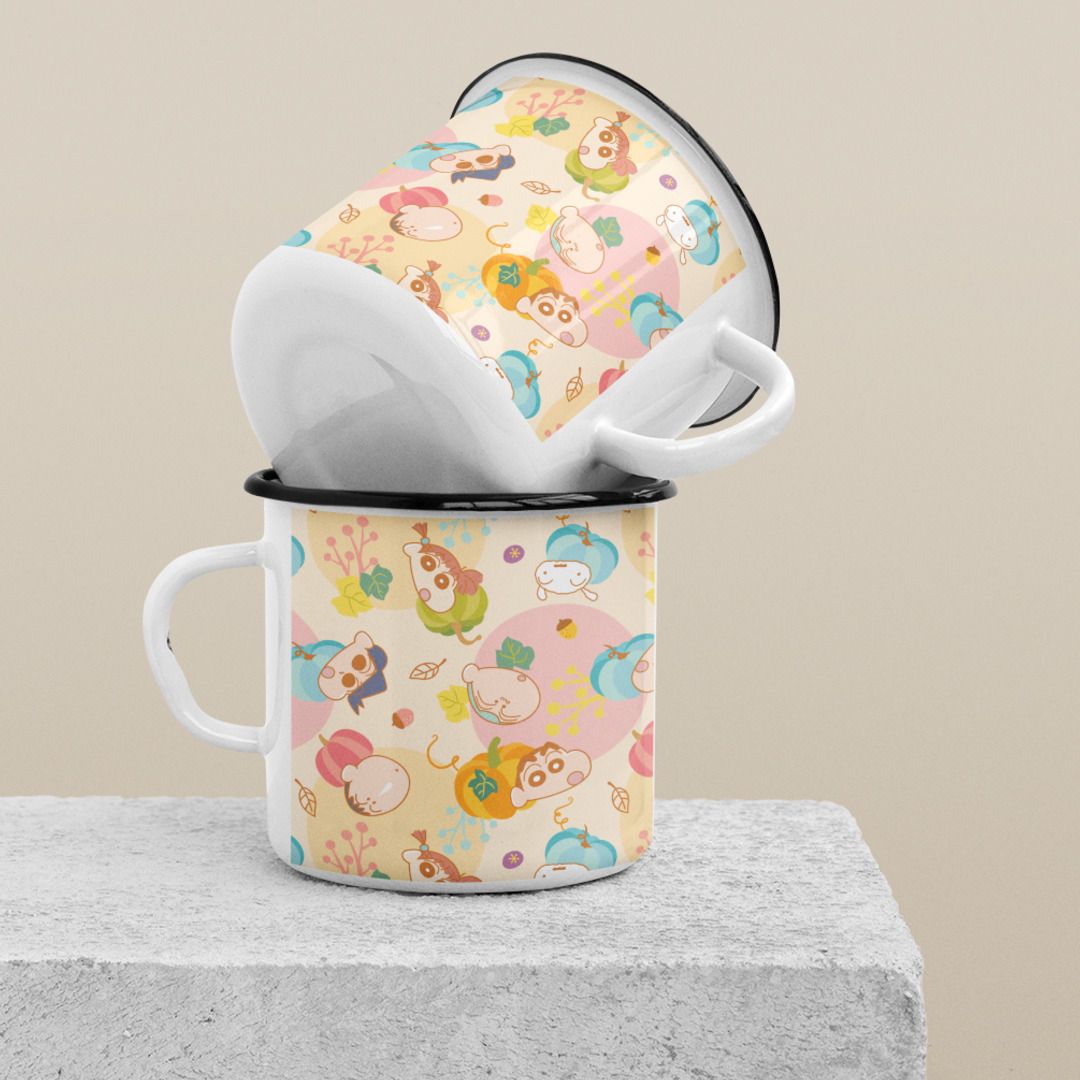 Autumn Day Pattern Enamel Mug #Shinchan