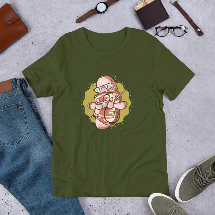 Nerd Bacon Sausage Half Sleeve T-Shirt