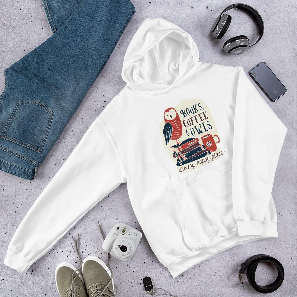 Books, Coffee & Owls unisex Hooded Sweashirt