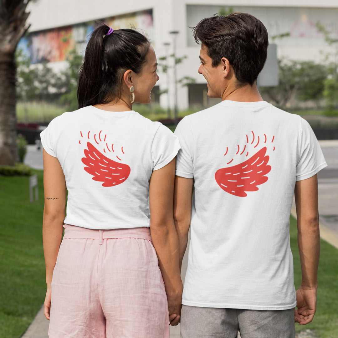Cupid Wings Valentines Half Sleeve Unisex T-Shirt #Back-design