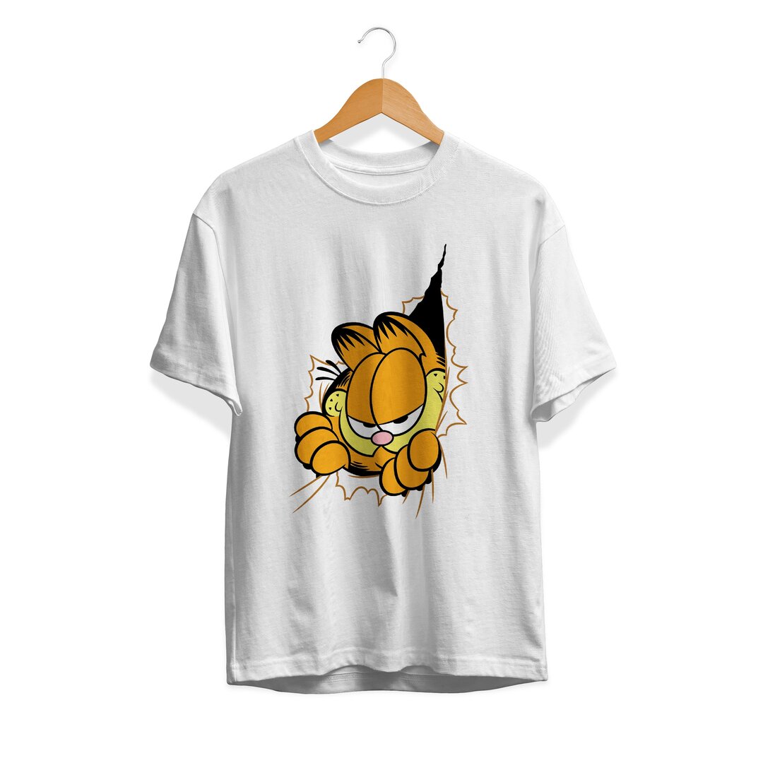Tear & Peek Unisex Half Sleeve T-Shirt #Garfield