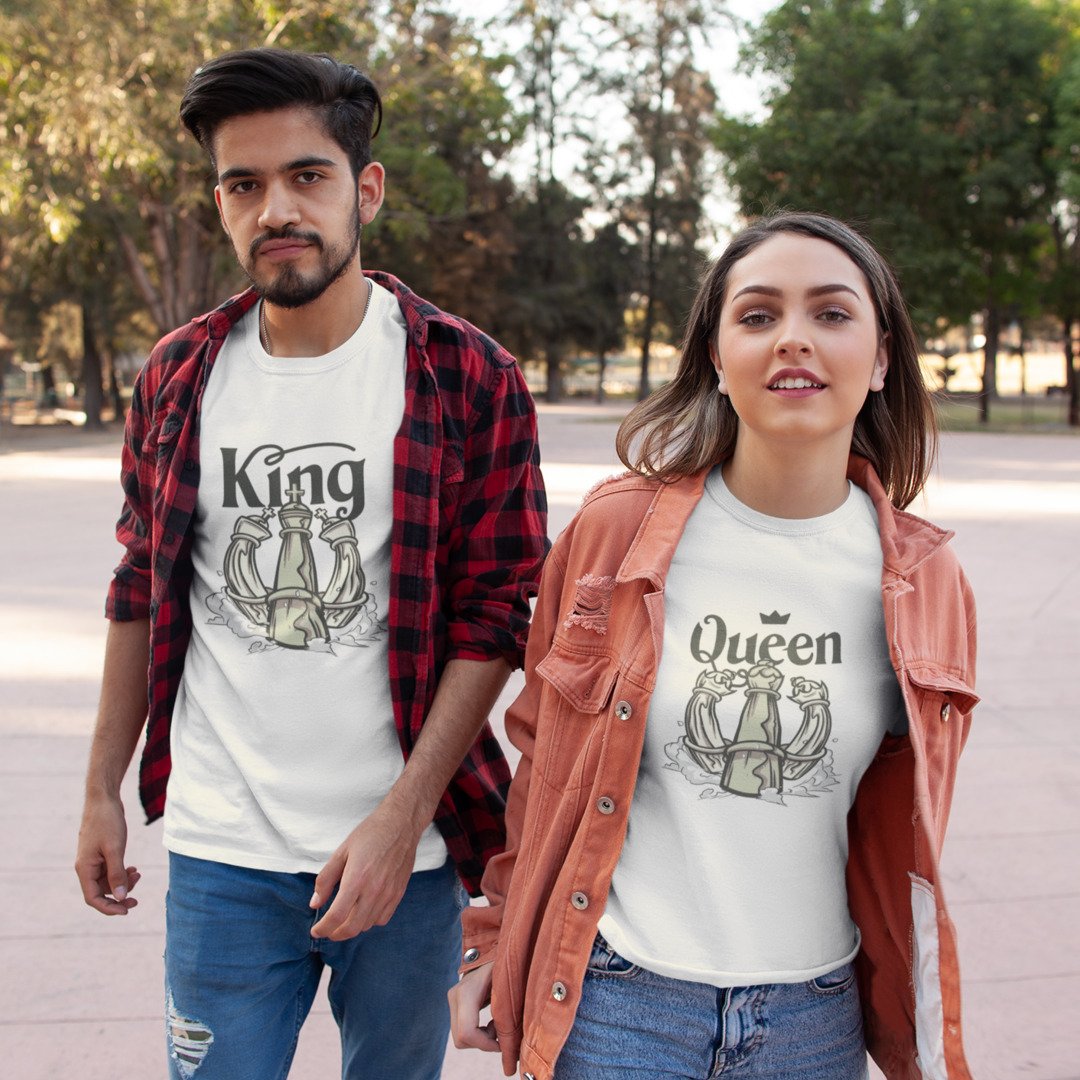 King & Queen Half Sleeve Unisex Couple T-Shirt