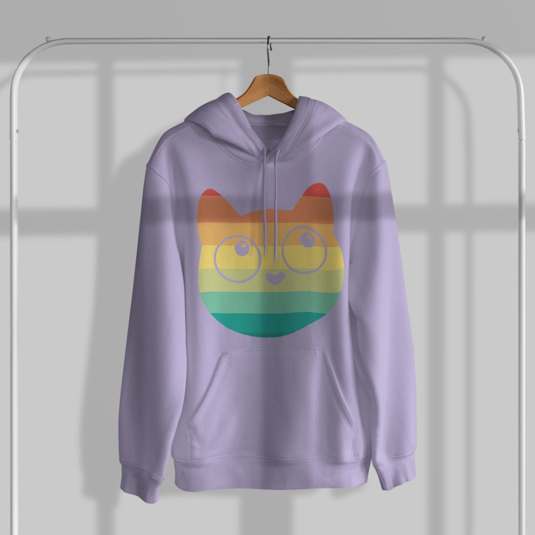 Cute Retro Cat Unisex Heavyweight Oversized Hooded Sweatshirt