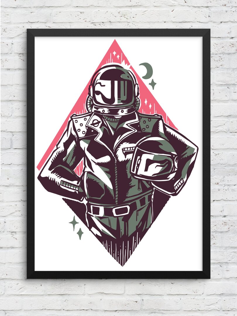 Astronaut Biker Framed Poster