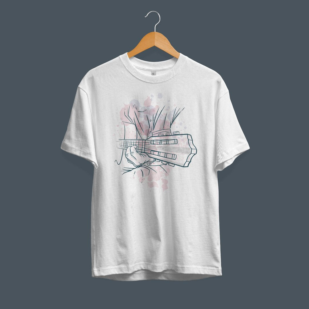 Watercolor Guitar Half Sleeve T-Shirt