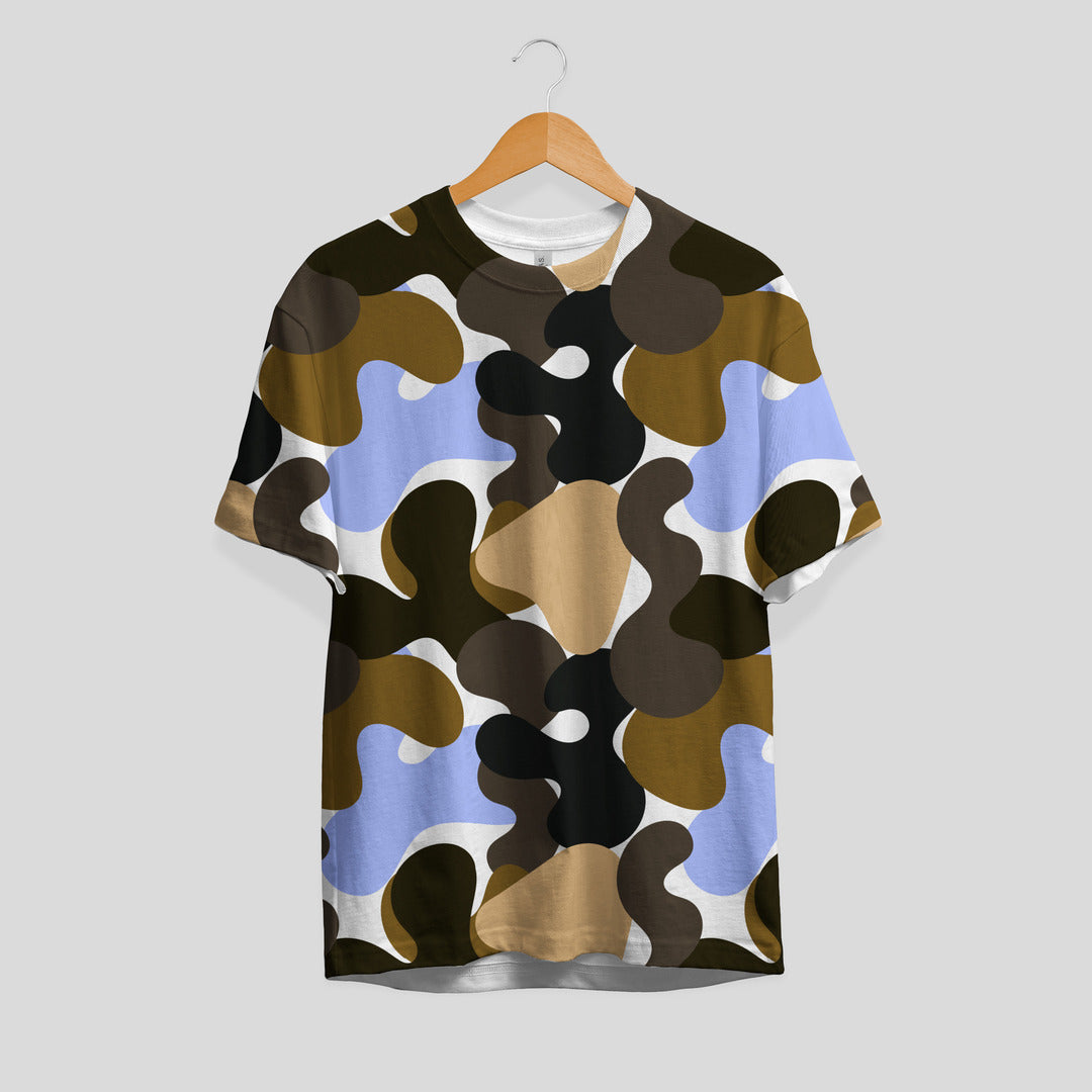 Modern Shape Pattern T-Shirt #Coffee