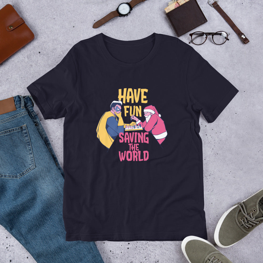 Superhero V Santa Chess Half-Sleeve T-Shirt