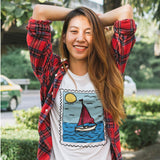 Sailboat Stamp Unisex Half Sleeve T-Shirt