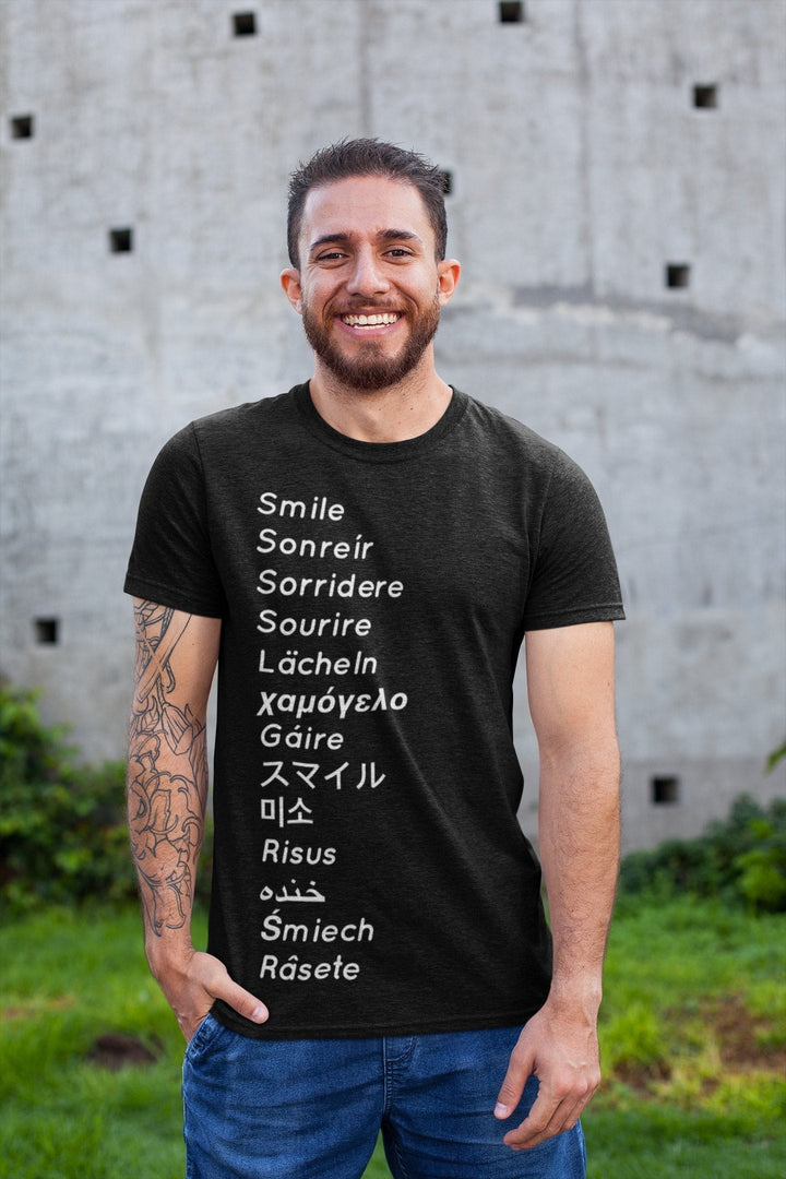 Smile International Languages Unisex Half Sleeve T-Shirt #Black