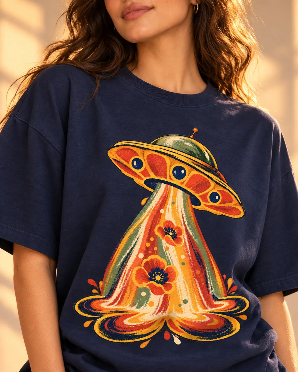 Solar Bloom Oversized French Terry T-Shirt #StrangeSignals