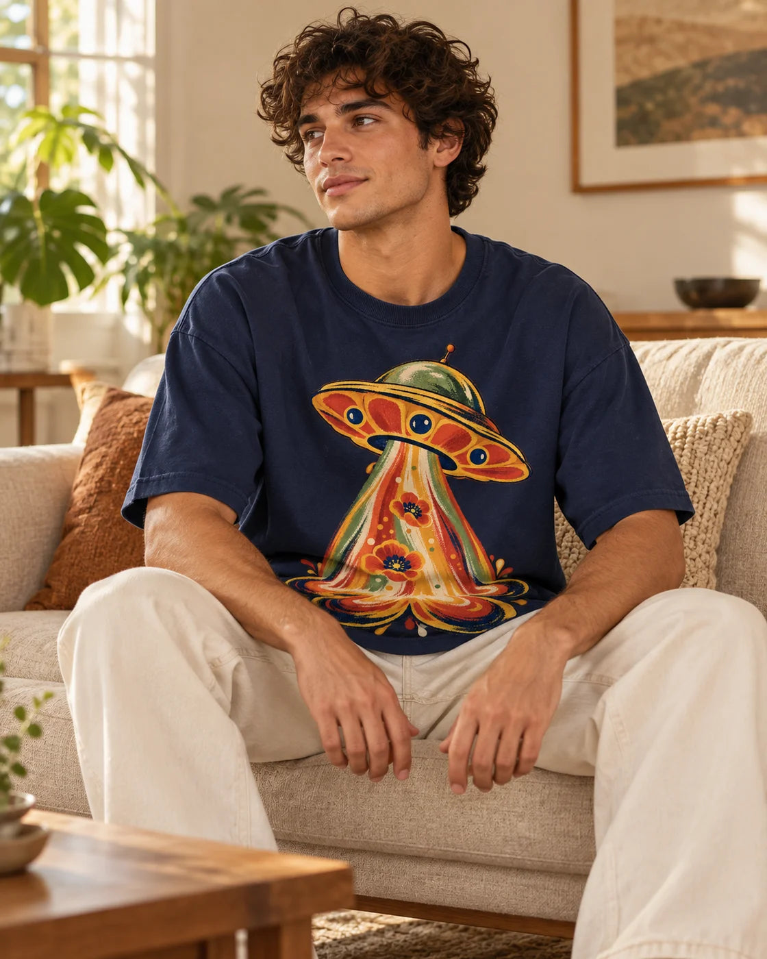Solar Bloom Oversized French Terry T-Shirt #StrangeSignals