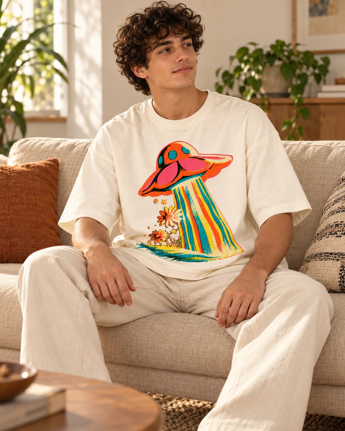Cosmic Garden Oversized French Terry T-Shirt #StrangeSignals