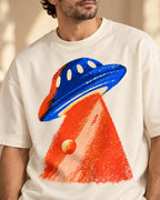 Cobalt Ember Oversized French Terry T-Shirt #StrangeSignals