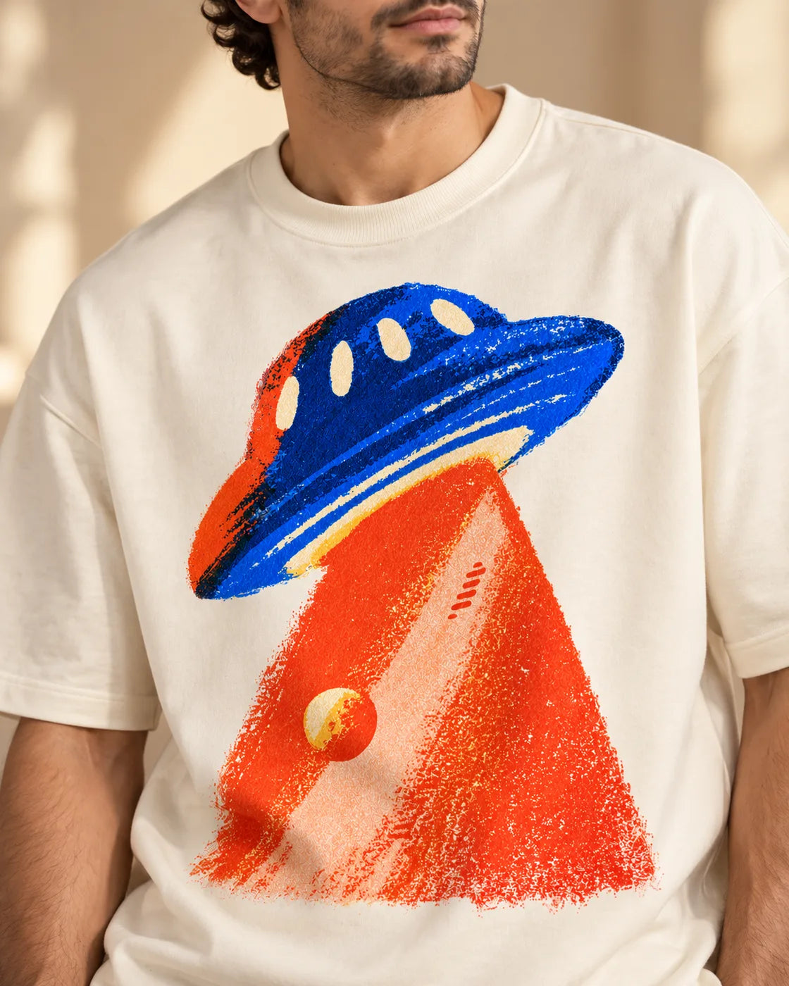 Cobalt Ember Oversized French Terry T-Shirt #StrangeSignals