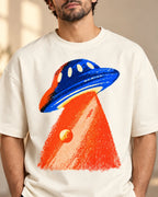 Cobalt Ember Oversized French Terry T-Shirt #StrangeSignals