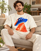 Cobalt Ember Oversized French Terry T-Shirt #StrangeSignals
