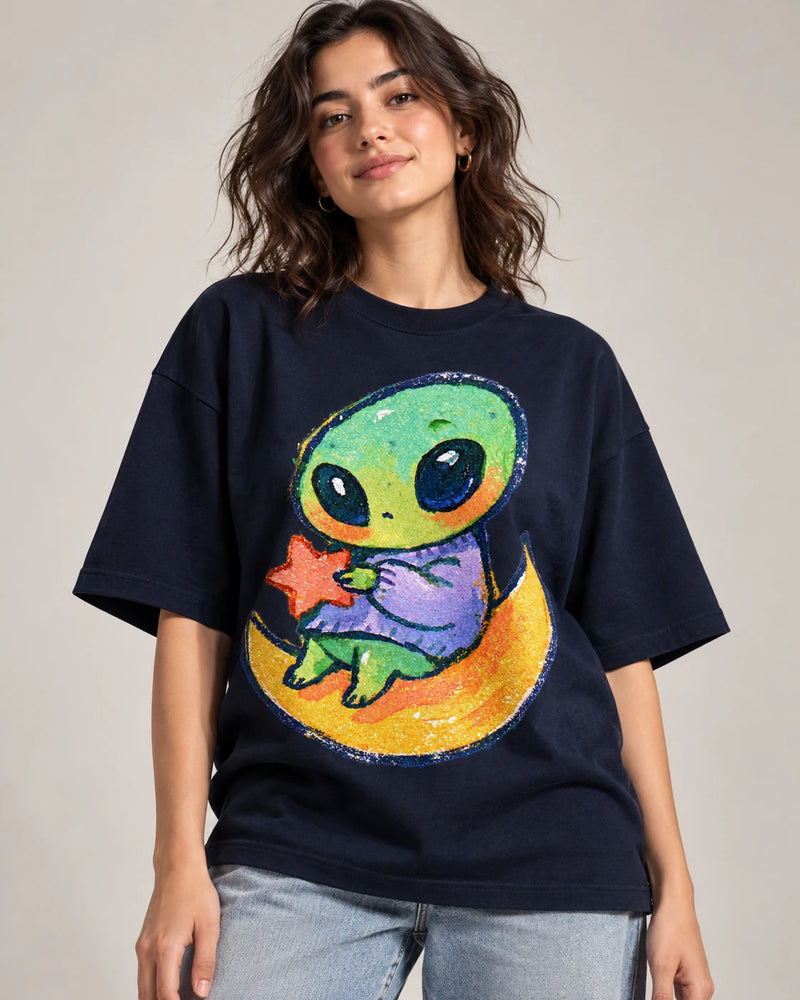 Cosmic Daydreamer Oversized French Terry T-Shirt #LittleVisitors