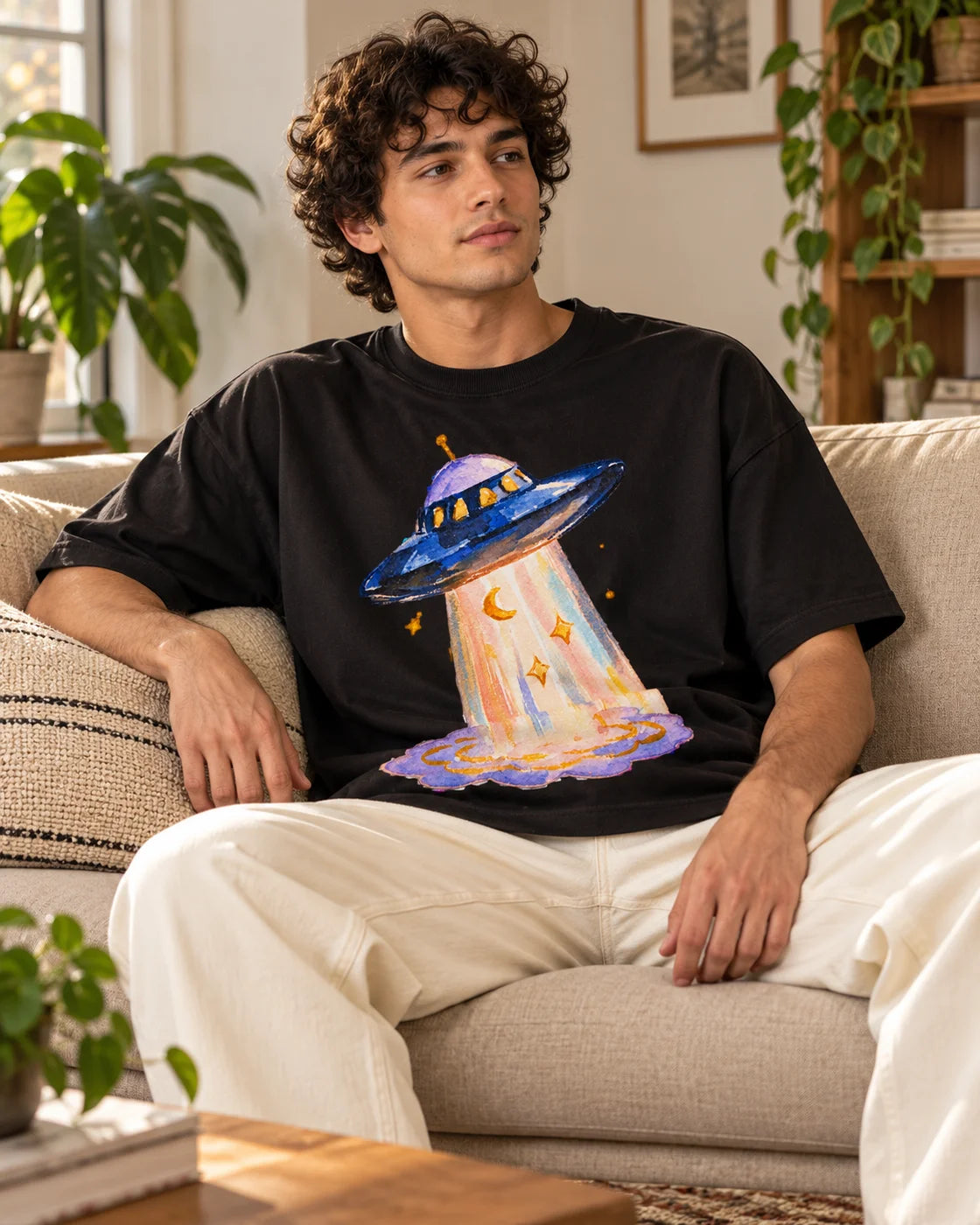 Lunar Haze Oversized French Terry T-Shirt #StrangeSignals