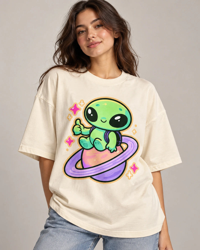 Planet Hitchhiker Oversized French Terry T-Shirt #LittleVisitors