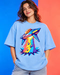 French terry oversized t-shirt with Prism Strike print