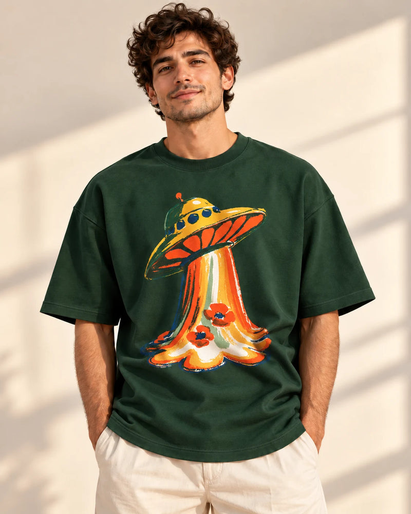 French terry oversized t-shirt with Solar Petals print