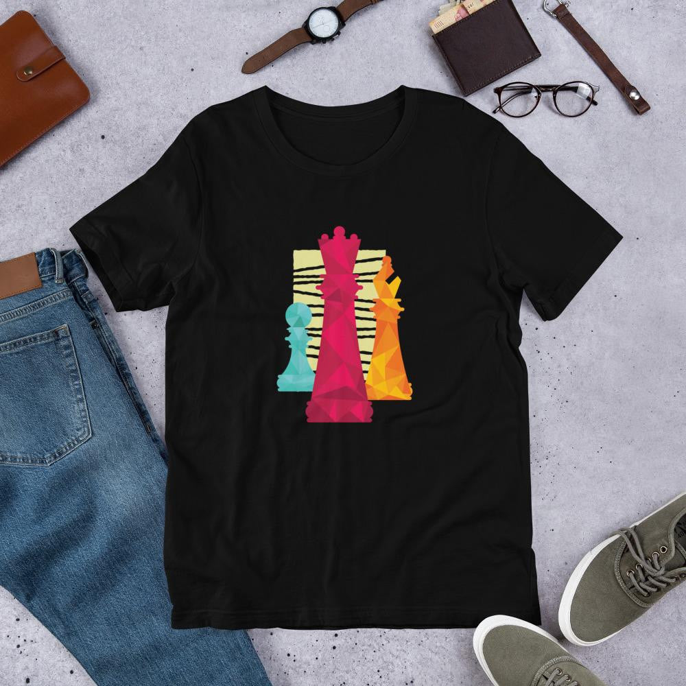 Chess Pieces Half Sleeve T-Shirt — Black