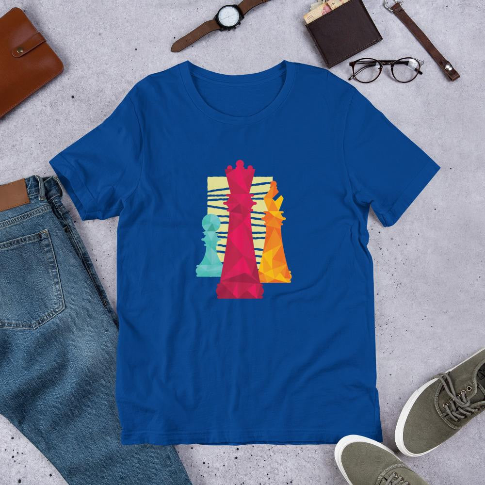 Chess Pieces Half Sleeve T-Shirt — Blue