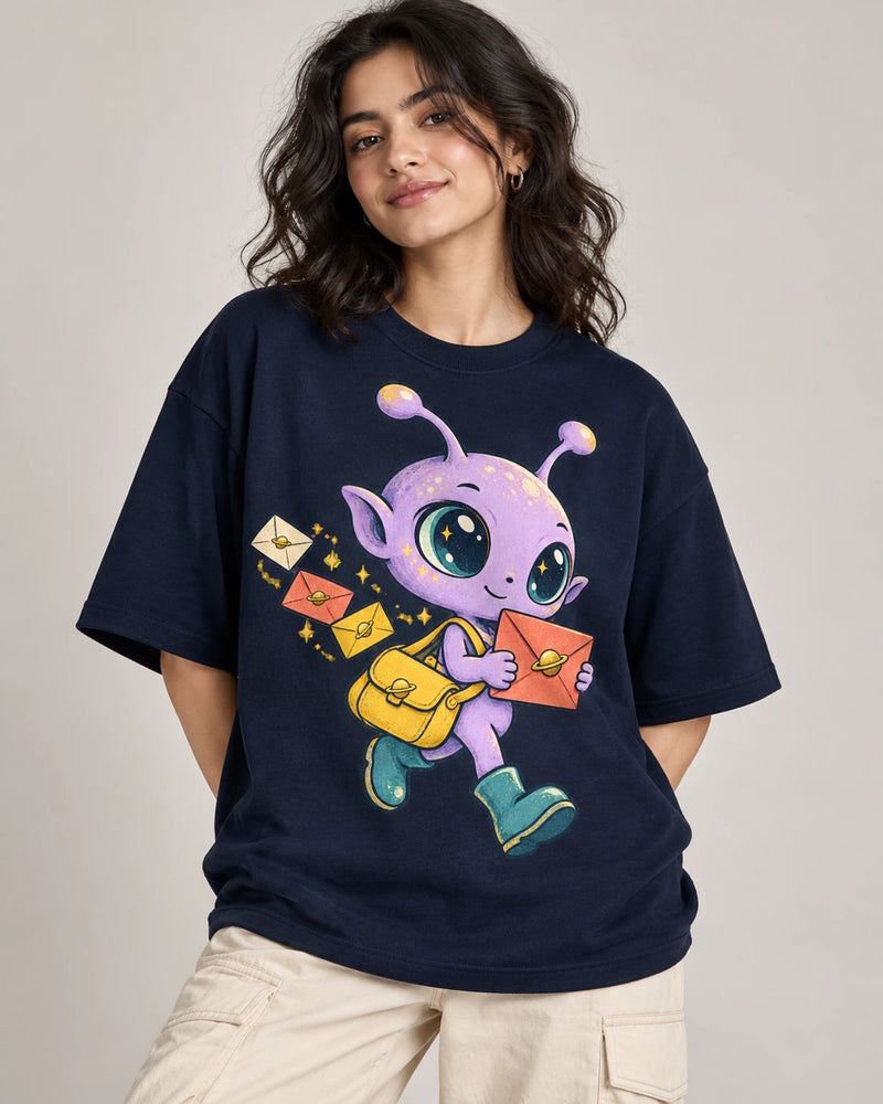 Stardust Postie Oversized French Terry T-Shirt #LittleVisitors