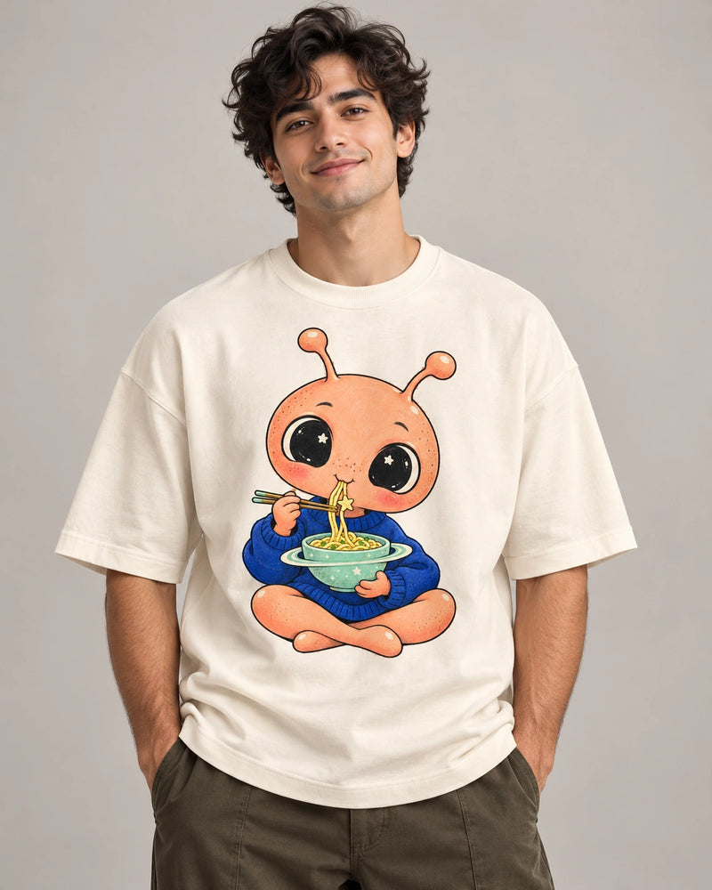 Orbit Noodles Oversized French Terry T-Shirt #LittleVisitors