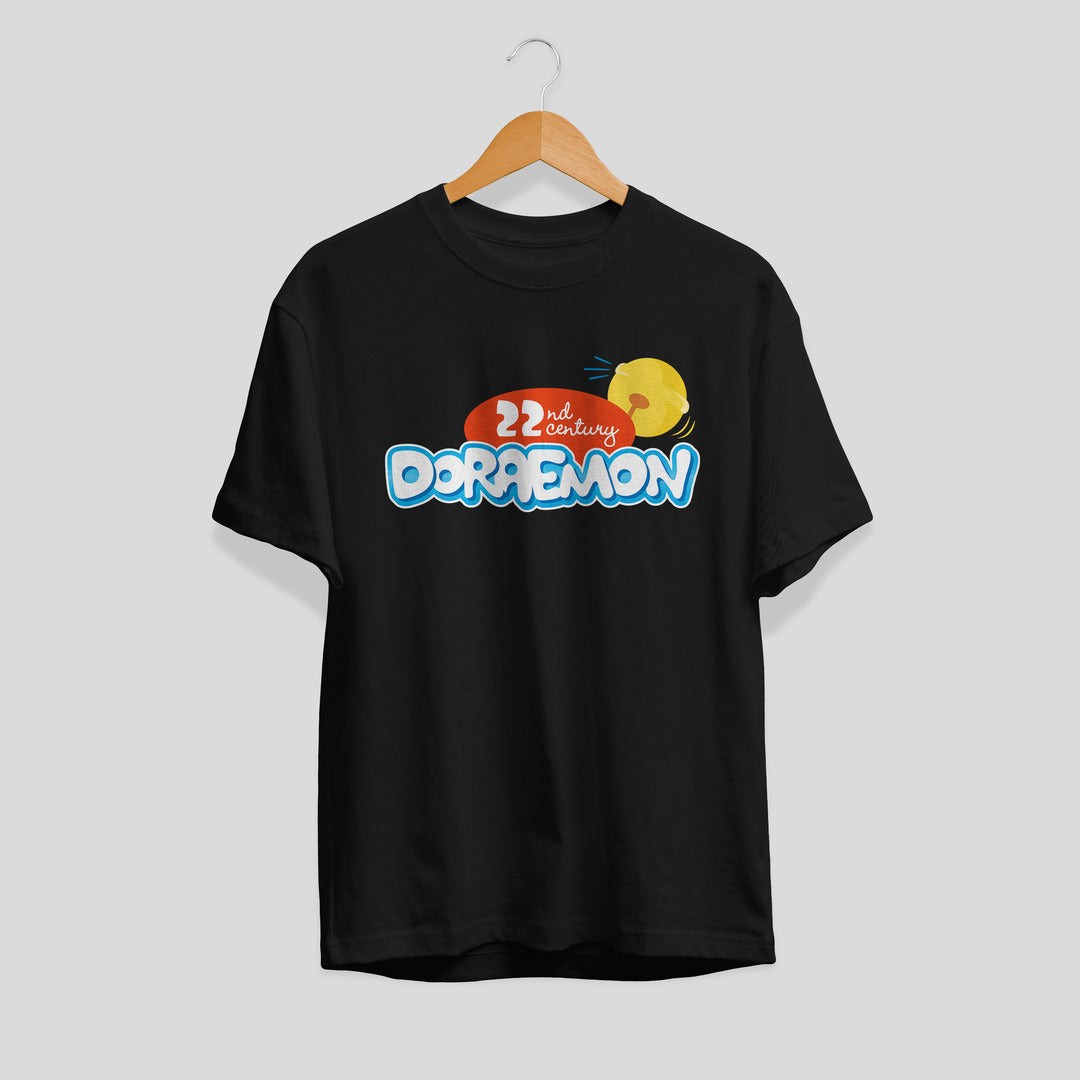 22nd Century Doraemon Unisex Half Sleeve T-Shirt — Black