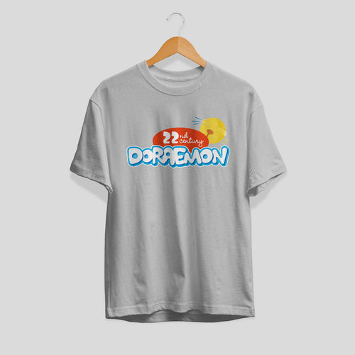 22nd Century Doraemon Unisex Half Sleeve T-Shirt — Grey