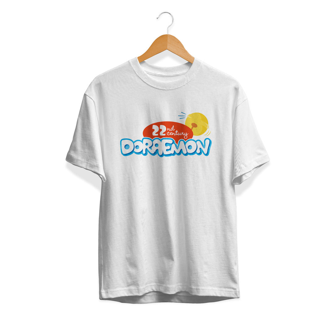 22nd Century Doraemon Unisex Half Sleeve T-Shirt — White