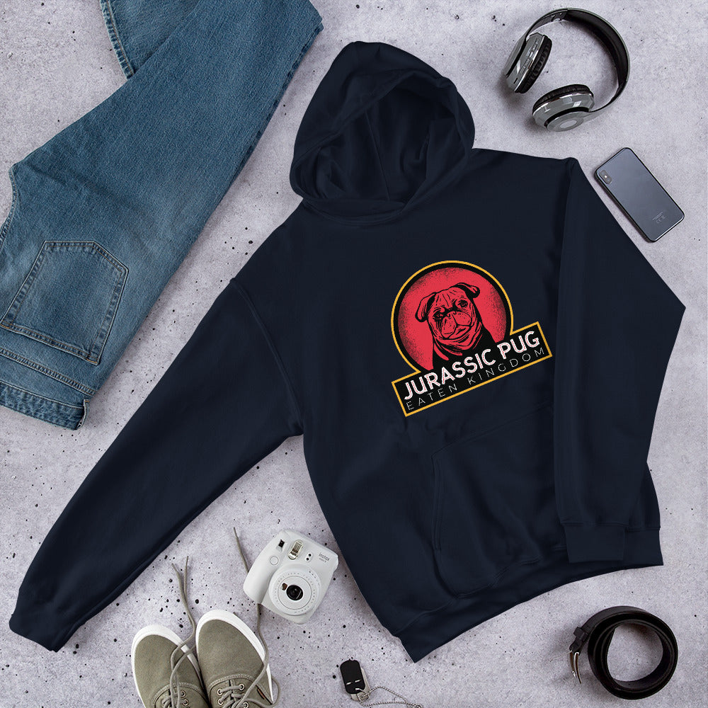 Jurassic Pug Unisex Hooded Sweatshirt — Navy