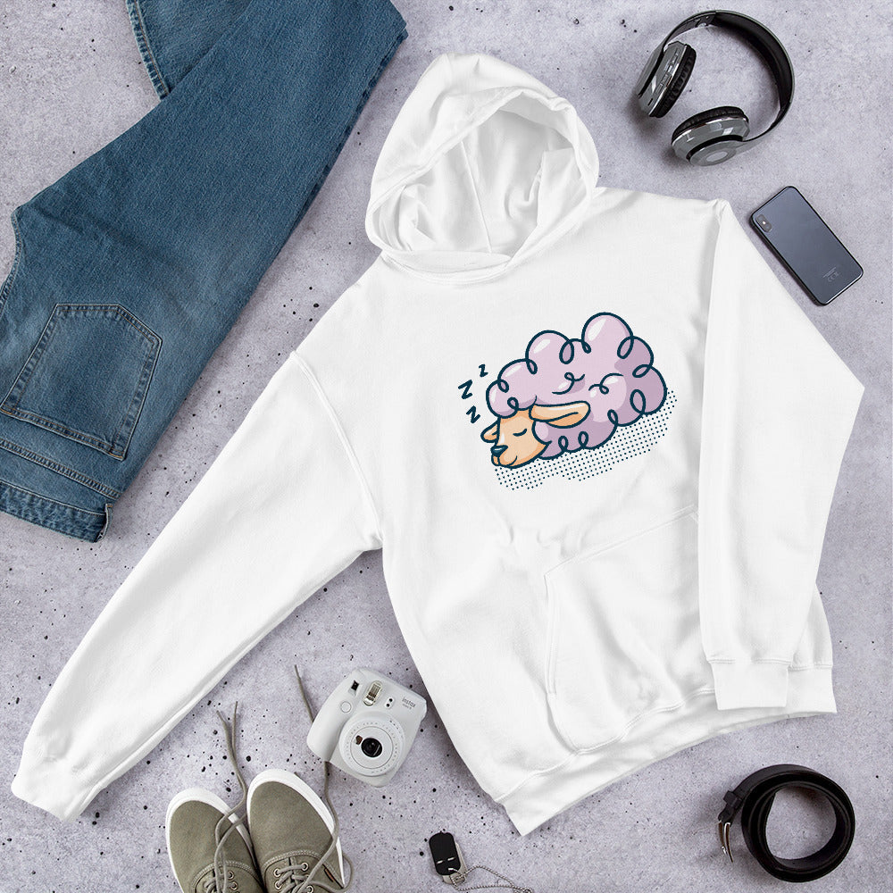 Sleeping Sheep Unisex Hooded Sweatshirt — White