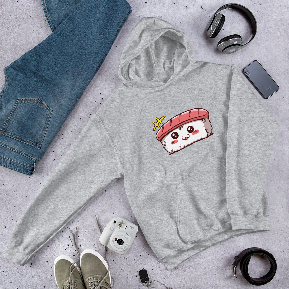 Cute Sushi Unisex Hooded Sweatshirt — Grey