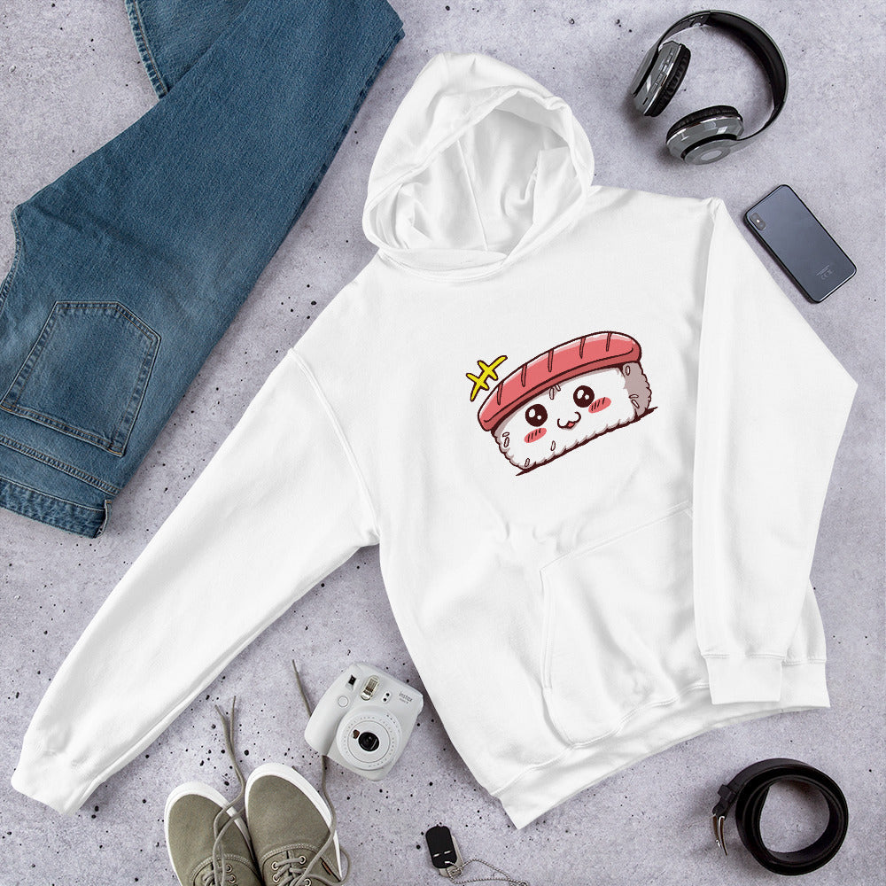Cute Sushi Unisex Hooded Sweatshirt — White