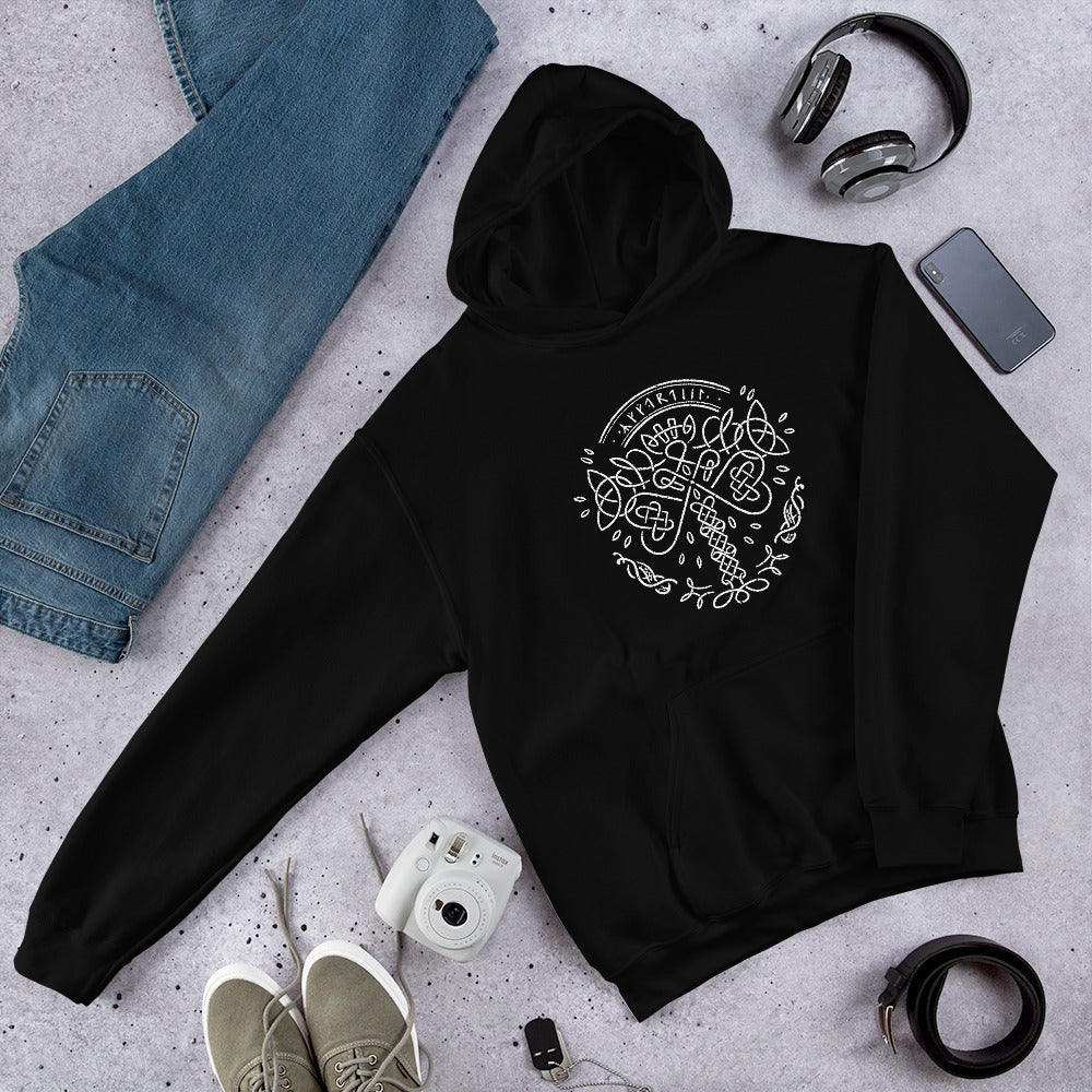 Yggdrasil Tree Unisex Hooded Sweatshirt — Black