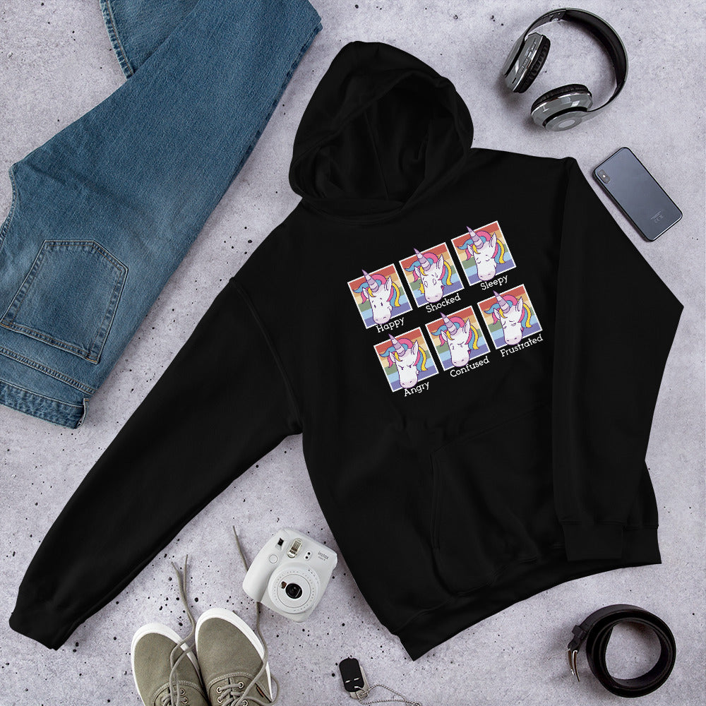 Unicorn Faces Unisex Hooded Sweatshirt — Black