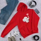 Cute Baby Elephant Unisex Hooded Sweatshirt — Red