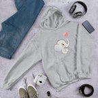 Cute Baby Elephant Unisex Hooded Sweatshirt — Grey