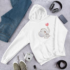 Cute Baby Elephant Unisex Hooded Sweatshirt — White
