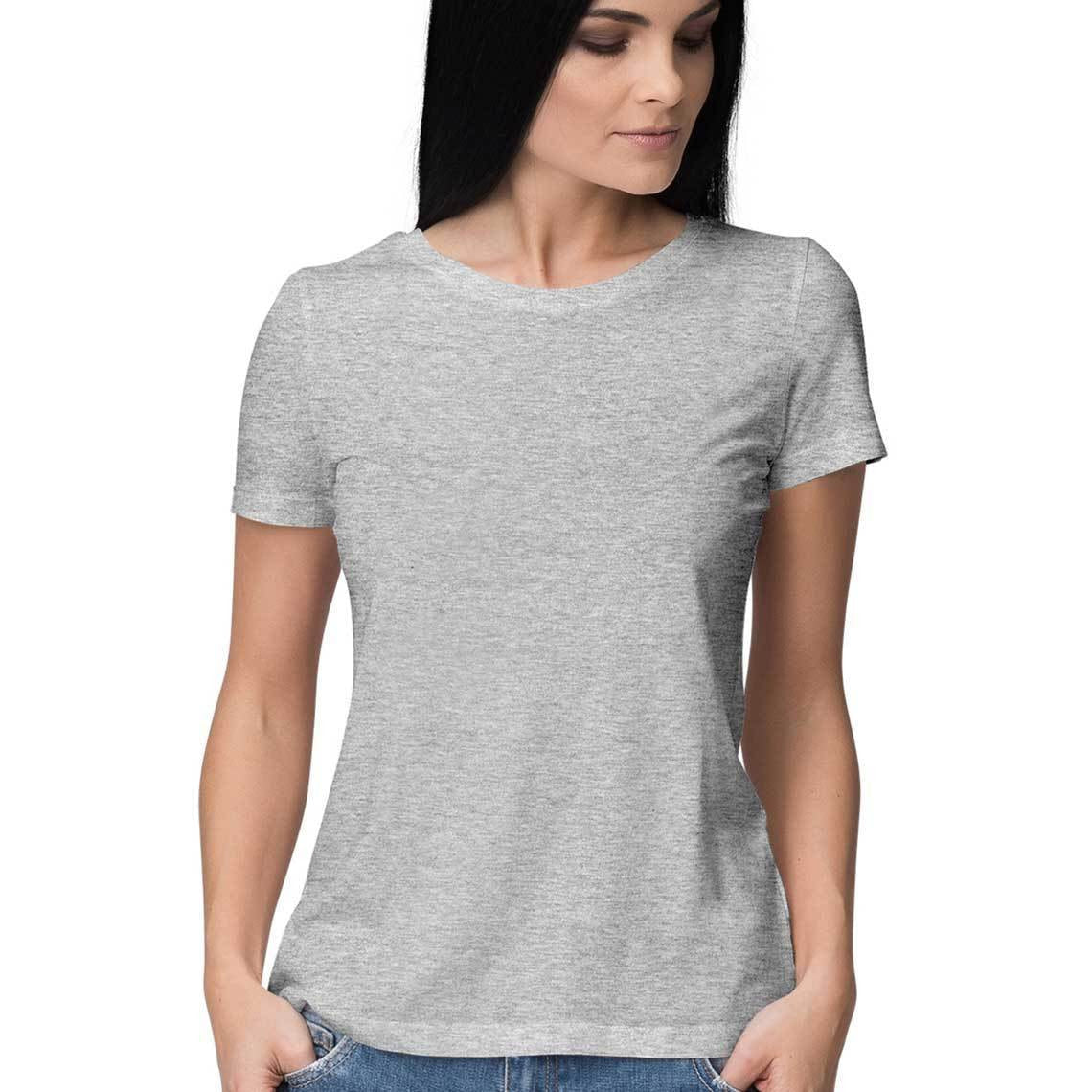 Women's Plain Half Sleeve T-Shirt — Melange Grey