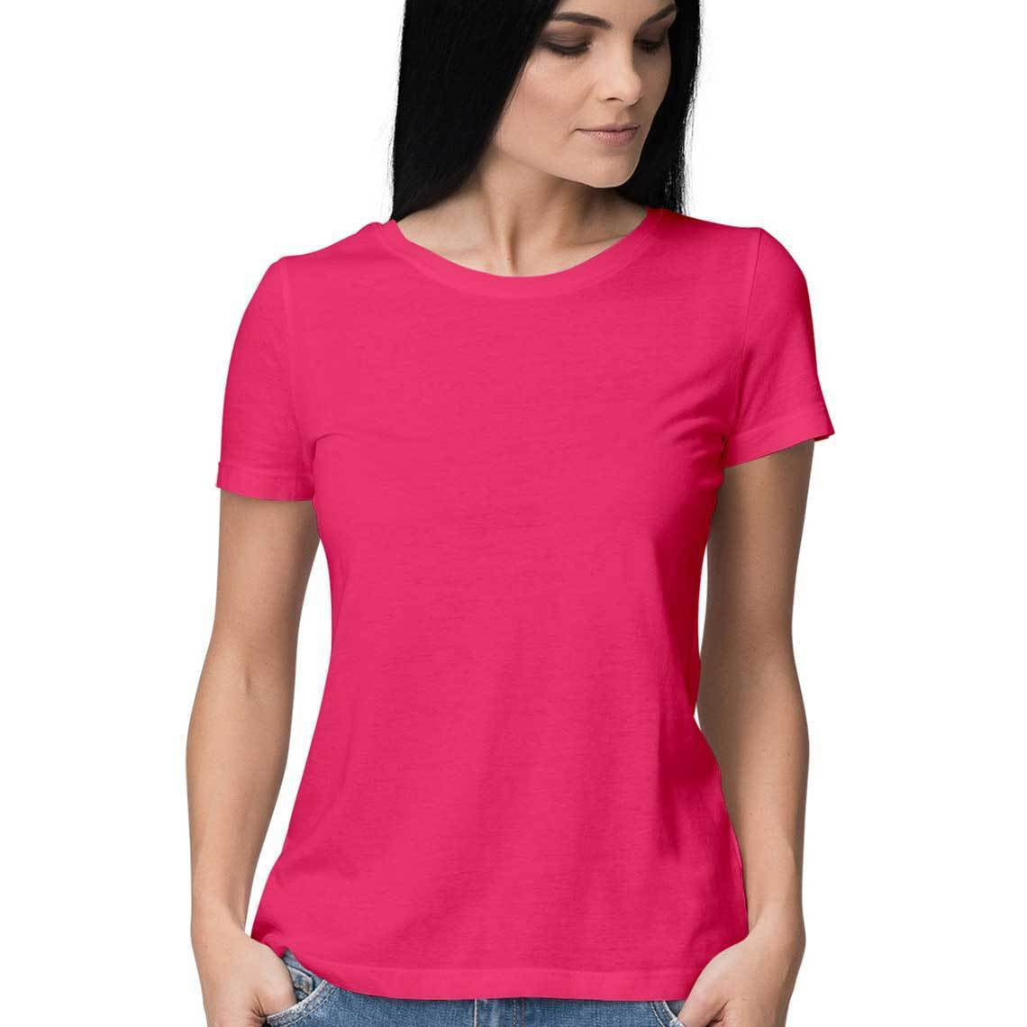 Women's Plain Half Sleeve T-Shirt — Pink