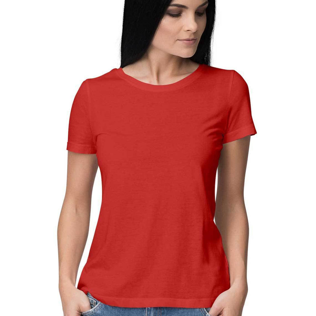 Women's Plain Half Sleeve T-Shirt — Red
