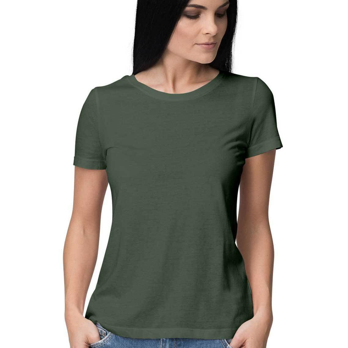 Women's Plain Half Sleeve T-Shirt — Olive Green
