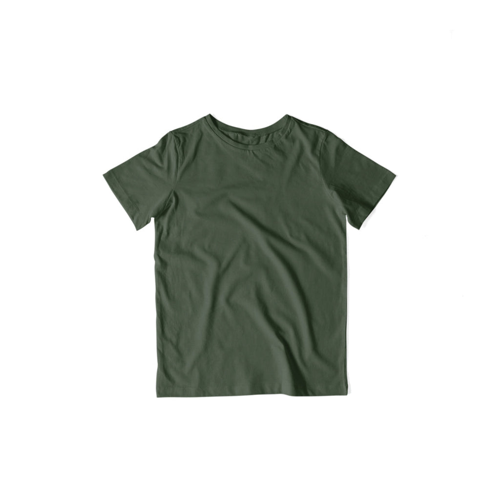Kid's Plain Half Sleeve T-Shirt — Olive Green