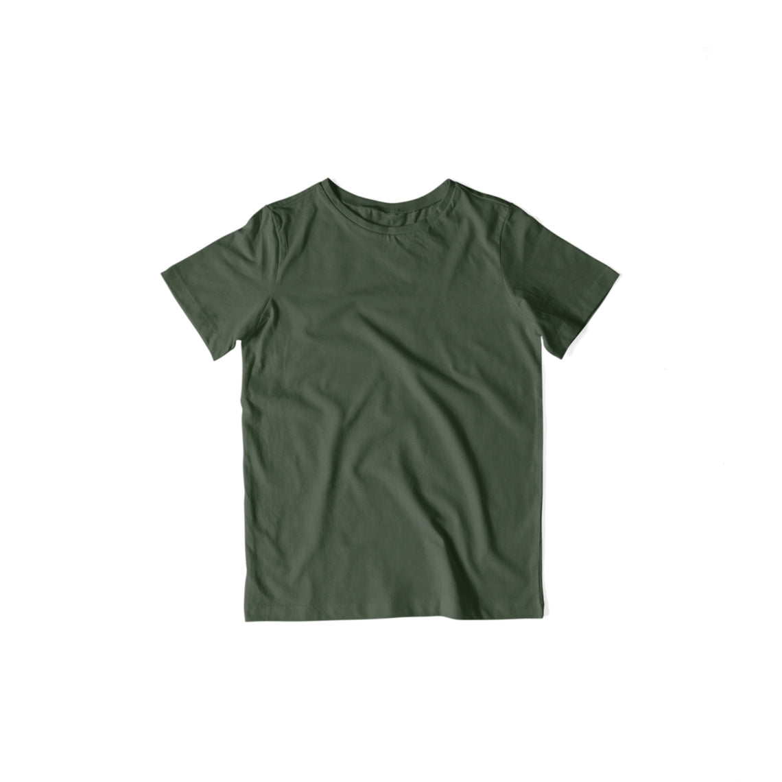 Kid's Plain Half Sleeve T-Shirt — Olive Green
