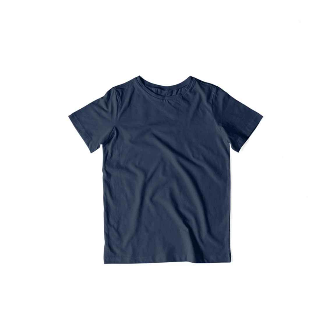 Kid's Plain Half Sleeve T-Shirt — Navy Blue