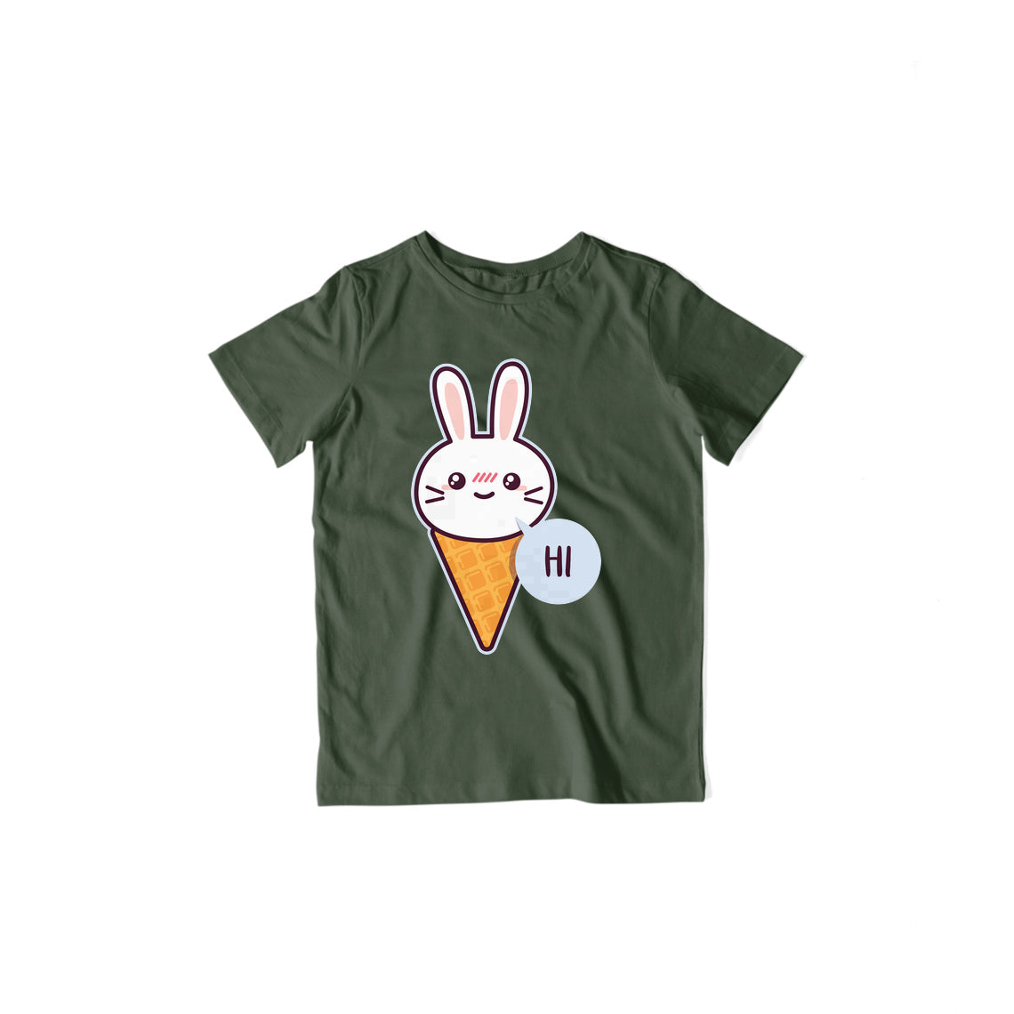 Cute Rabbit Kid's T-Shirt — Olive Green