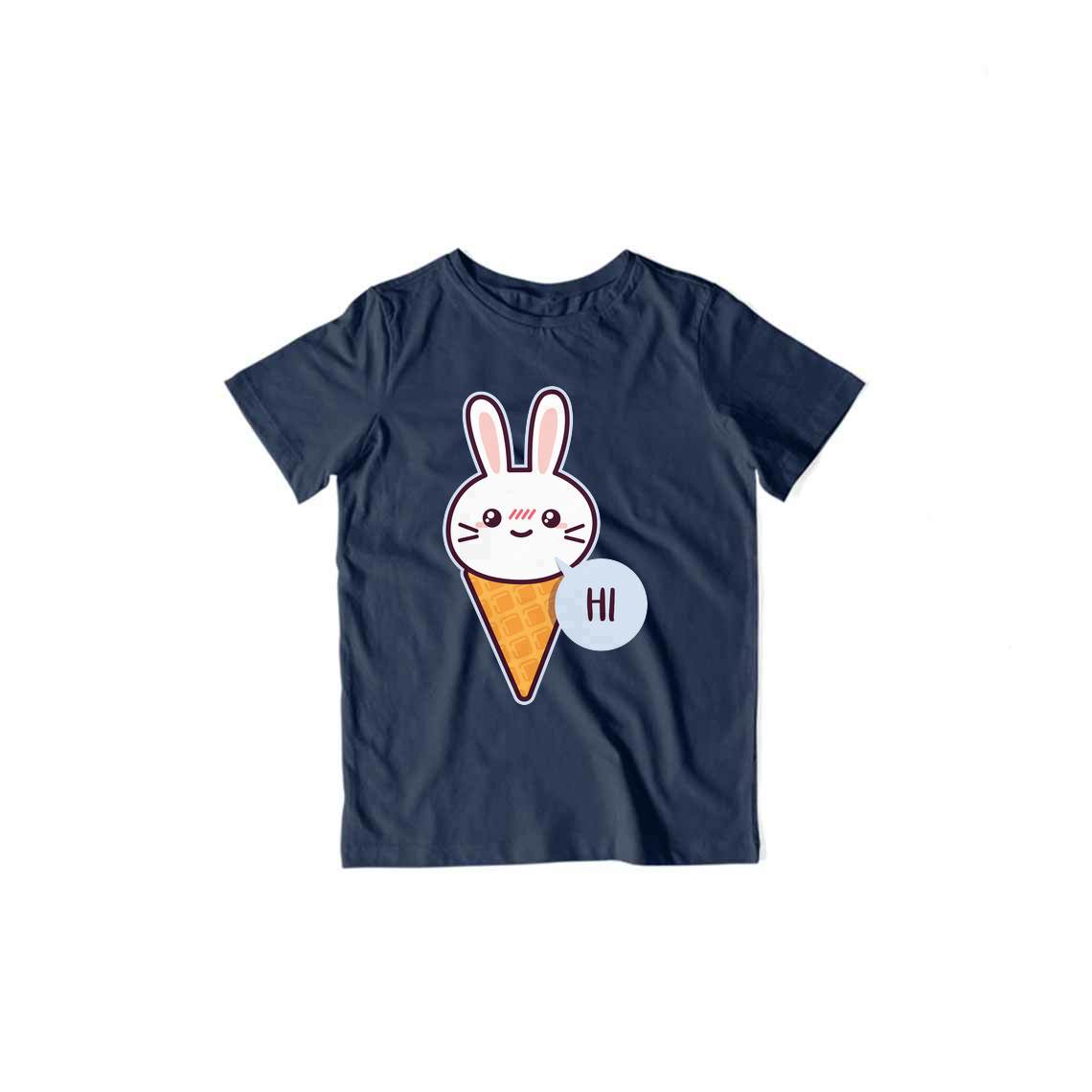Cute Rabbit Kid's T-Shirt — Navy Blue